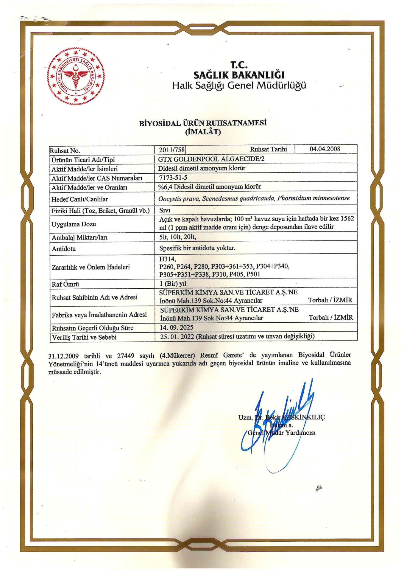 GTX Goldenpool Algaecide 10 KG (Yosun Önleyici)