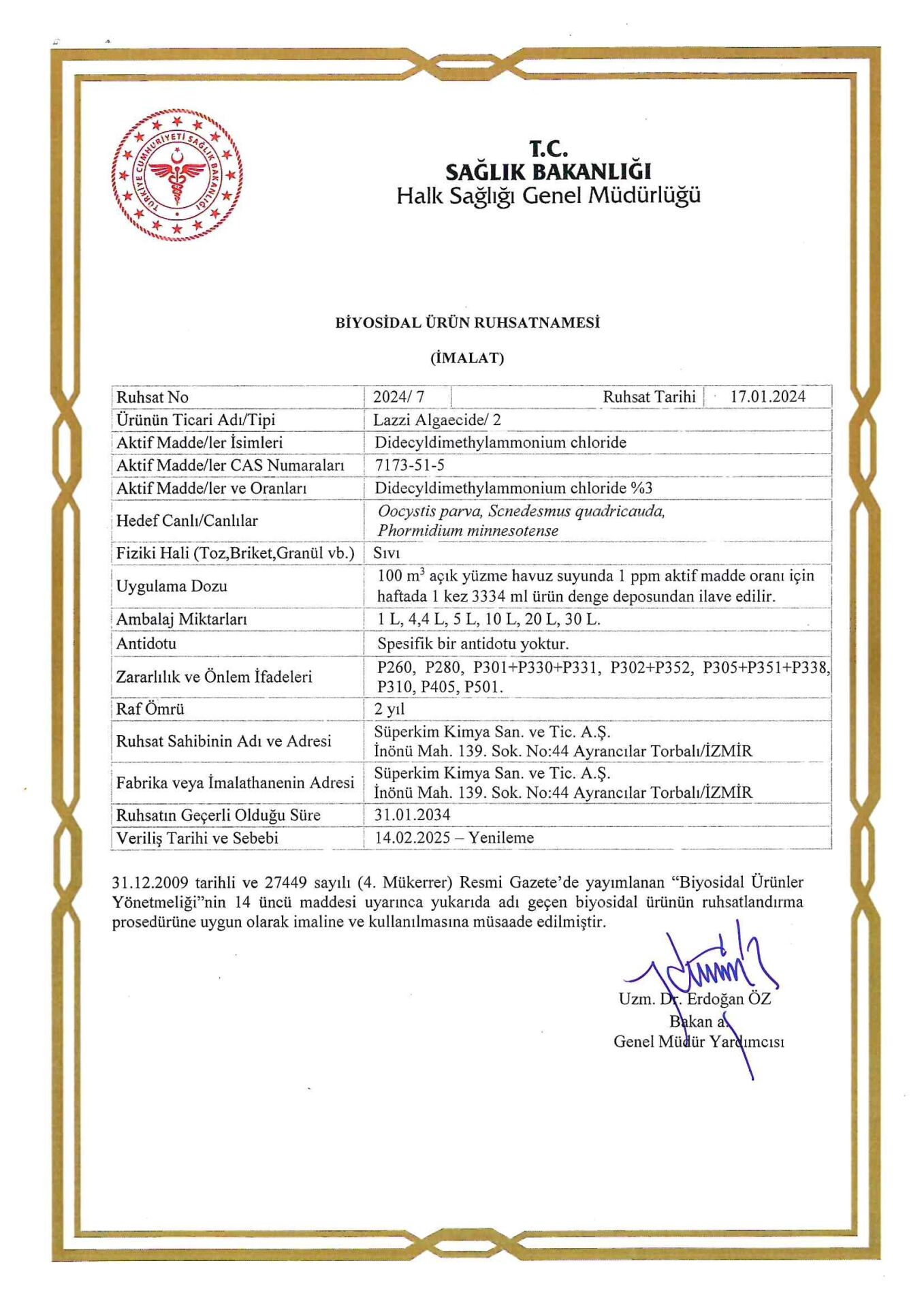 Lazzi Algaecide Sıvı Yosun Önleyici ve Havuz Yosun Giderici Havuz Kimyasalı 10 KG