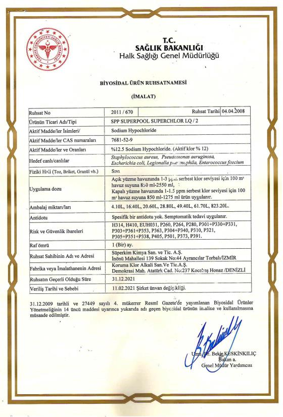 SPP Superpool SuperchlorLQ Sıvı Klor 5 KG Havuz Kimyasalı