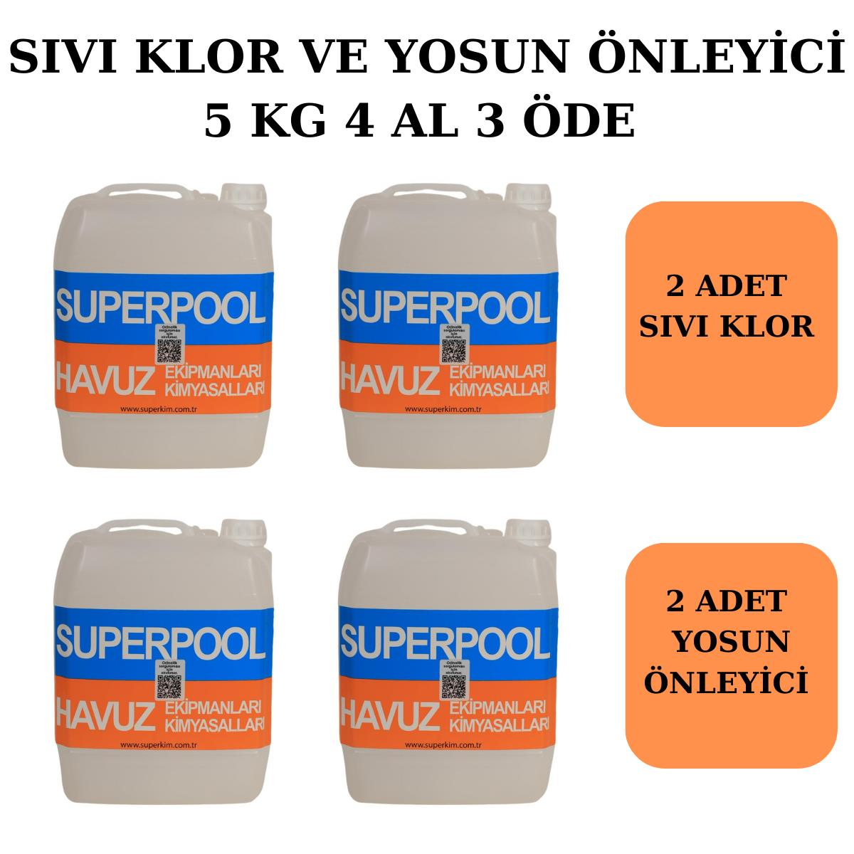 SPP Superpool 10 KG Sıvı Klor ve 10 KG Yosun Önleyici