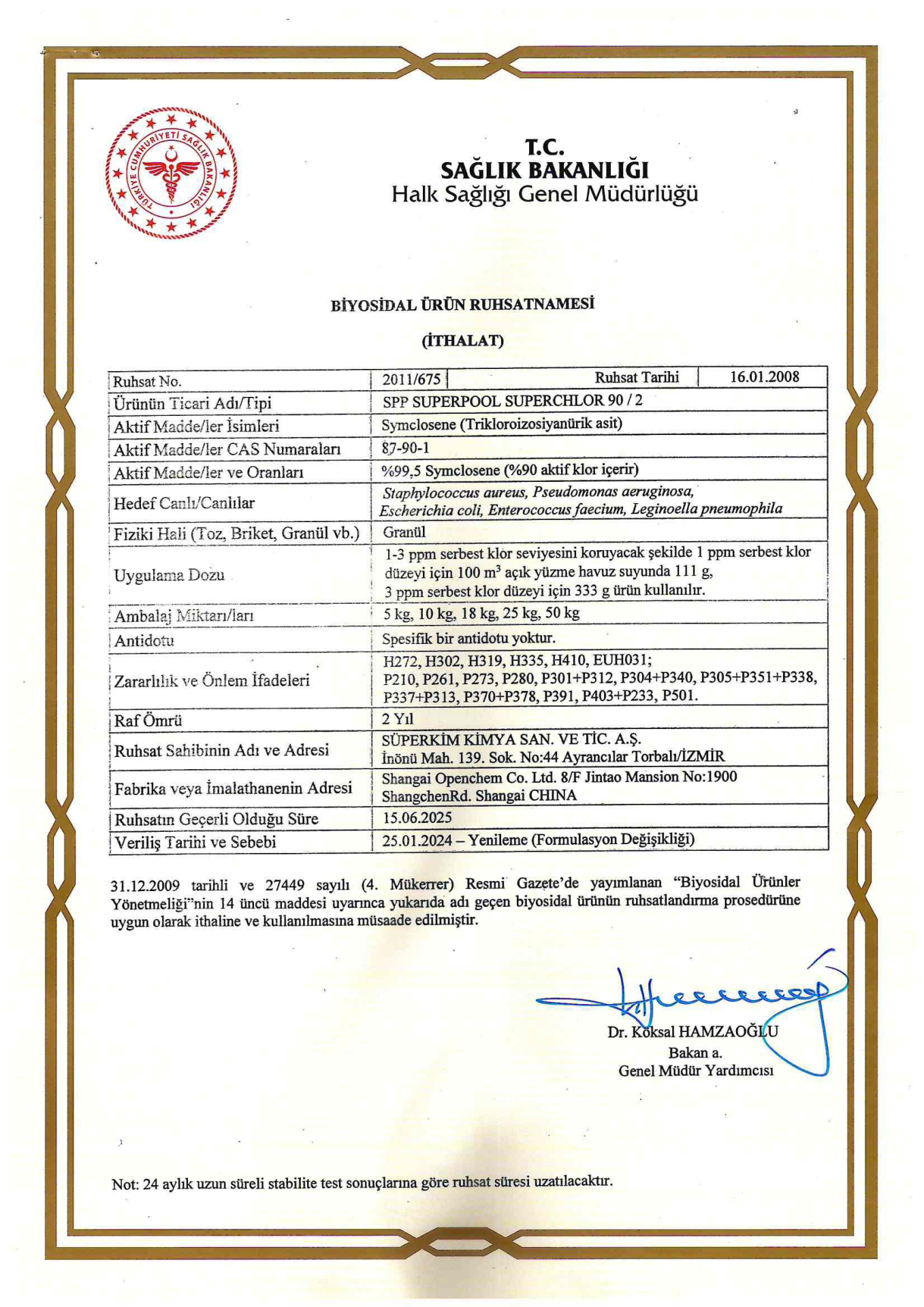 SPP Superpool Superchlor 90 Toz Klor 90 GR 50 KG Havuz Kimyasalı