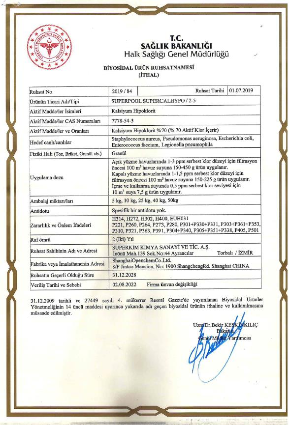 SPP Superpool Supercalhypo 40 KG %70 Şok Klor Havuz Kimyasalı