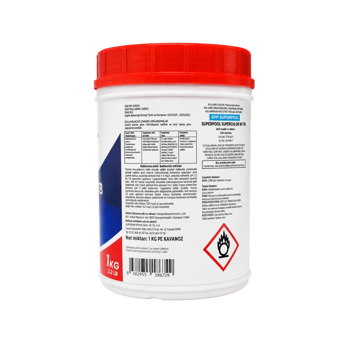 SPP Superpool Superchlor 90 TB %90 Tablet Klor 1 KG Havuz Kimyasalı
