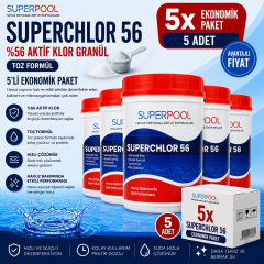 SPP Superpool Superchlor 56 Toz Klor 56 GR 1 KG Havuz Kimyasalı 5'li Paket
