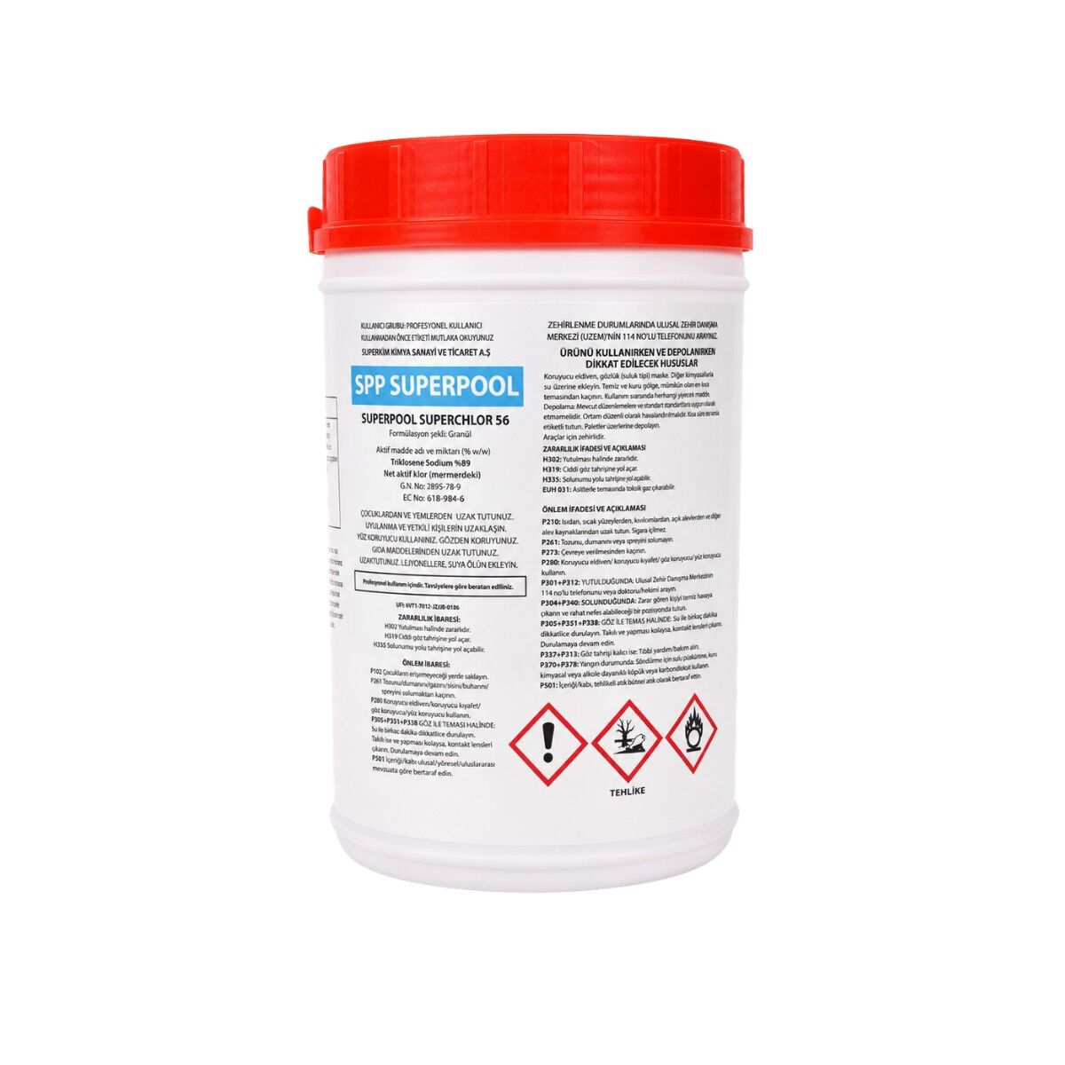 SPP Superpool Superchlor 56 Toz Klor 56 GR 1 KG Havuz Kimyasalı 5'li Paket
