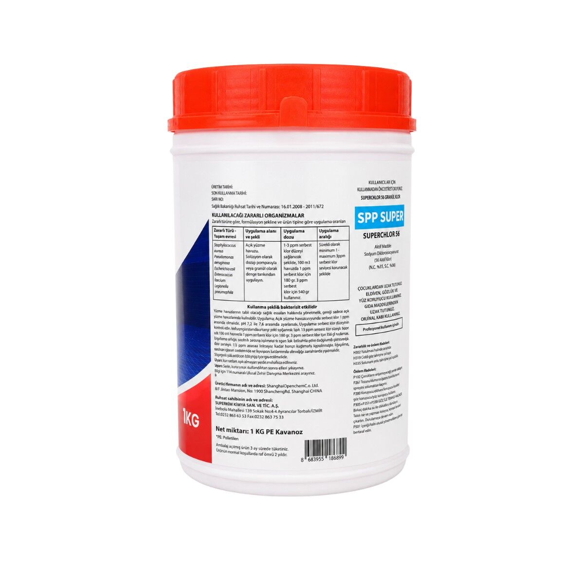 SPP Superpool Superchlor 56 Toz Klor 56 GR 1 KG Havuz Kimyasalı 5'li Paket
