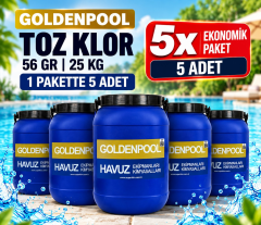 GTX Goldenpool Chlor 56 Toz Klor 56 GR 25 KG Havuz Kimyasalı 5 Adet