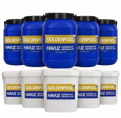 Goldenpool 10’lu Havuz Kimyasalı Ekonomik Paket 5x25 KG 56 Toz Klor + 5x25 KG Toz pH Düşürücü Toplam 250 KG