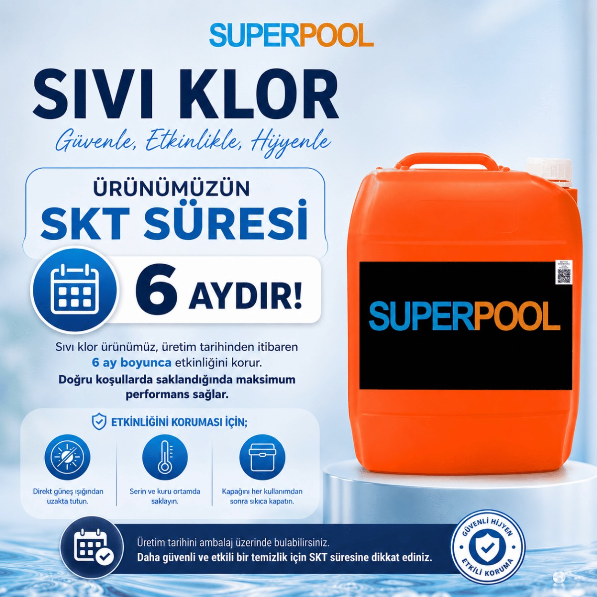 SPP Superpool SuperchlorLQ Sıvı Klor 4 Adet 5 KG Havuz Kimyasalı