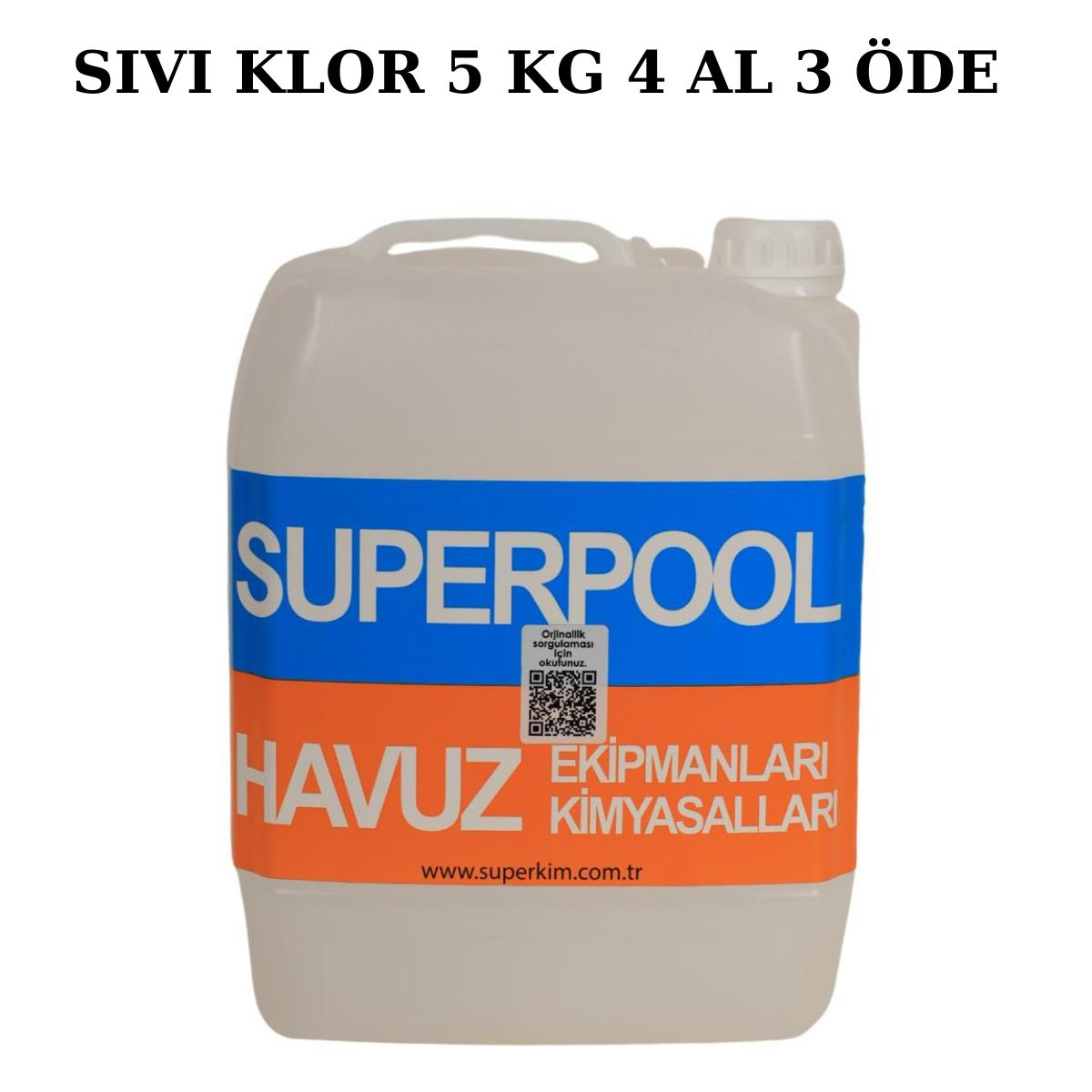 SPP Superpool SuperchlorLQ Sıvı Klor 4 Adet 5 KG Havuz Kimyasalı