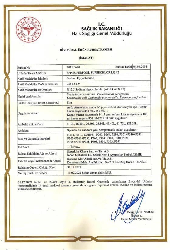 SPP Superpool SuperchlorLQ Sıvı Klor 4 Adet 5 KG Havuz Kimyasalı