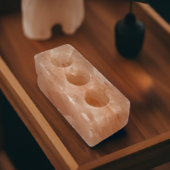 Düz Doğal Himalaya Tuzu Üçlü Mumluk