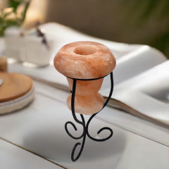 Doğal Himalaya Tuzu Demir Stantlı Mumluk