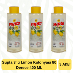 Supta 3'lü Limon Kolonyası 80 Derece 400 ML