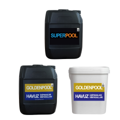 GTX Goldenpool Ph Düşürücü -GTX Goldenpool Yosun Önleyici - SPP Sıvı Klor 25 KG 3'lü Set