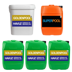 Goldenpool&Superpool 5'li Paket 25 KG ( Sıvı Klor/pH Düşürücü/Parlatıcı/Çöktürücü/Yosun Önleyici)
