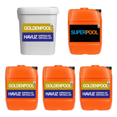 Goldenpool&Superpool 5'li Paket 25 KG ( Sıvı Klor/pH Düşürücü/Parlatıcı/Çöktürücü/Yosun Önleyici)