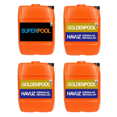 Goldenpool&Superpool 4'lü Paket 25 KG ( Sıvı Klor/Parlatıcı/Çöktürücü/Yosun Önleyici)