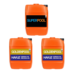 Goldenpool&Superpool 3'lü Paket 25 KG ( Sıvı Klor/Parlatıcı/Yosun Önleyici)